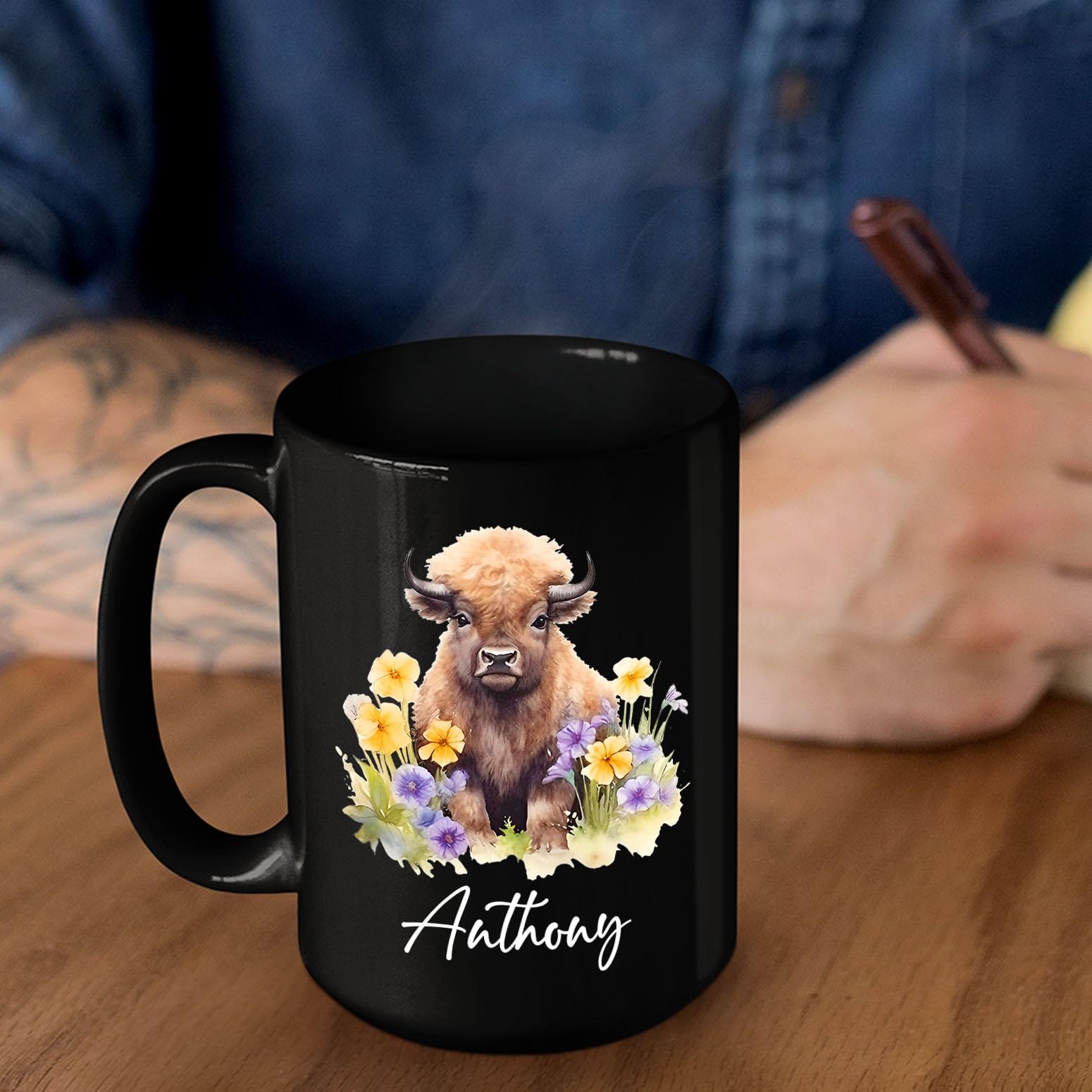 Amazon.com: Personalized Bison Ceramic Mug Gift For Kid Baby Boy Baby Girl  Birthday, Cute Animal American Buffalo Bison Black Coffee Mug, Custom Name  Baby Bison Garden Flower Tea Cup, Buffalo Bison Mug