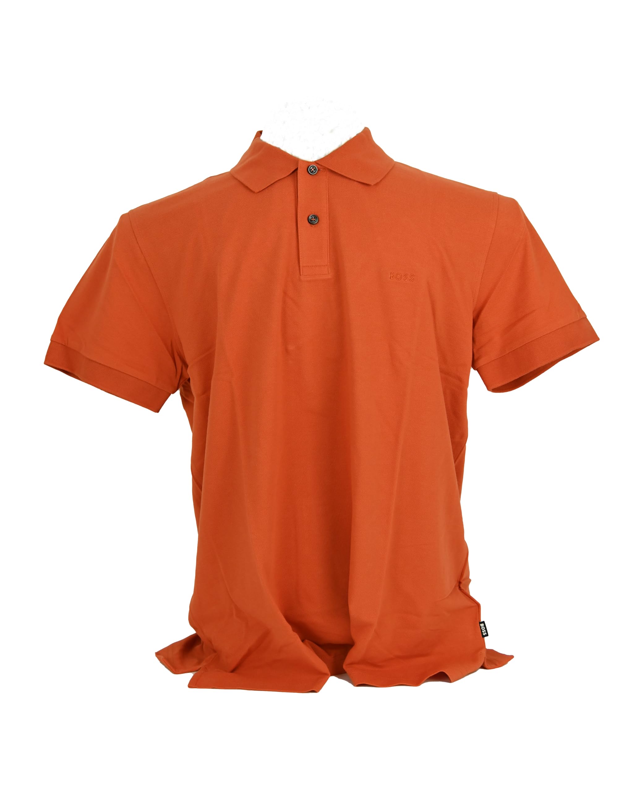 BOSS Mens Firenze Short Sleeve 100% Cotton Polo Shirt in Dark Orange Size L - Large