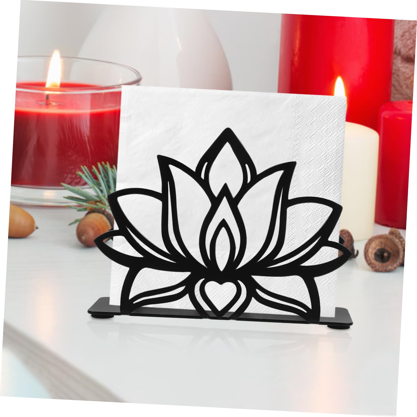 VOSAREA 4pièces Porte-Serviettes Fer Forgé Forme De Fleur Support Décoratif pour Napkins Accessoire De Table pour Mariage Restaurant