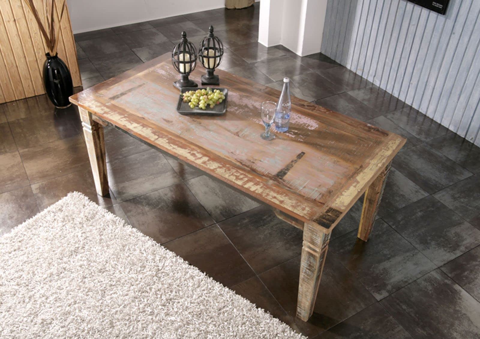 MASSIVMOEBEL24.DE Table à Manger 200x90cm - Bois Massif recyclé Multicolore laqué - Inspiration Ethnique - Nature of Spirit #32