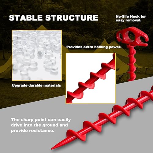 Miniatura 3 de Estacas de arena para tienda de campaña de playa, estacas de anclaje en espiral de 9.4 pulgadas, estacas de toldo de tornillo resistentes para