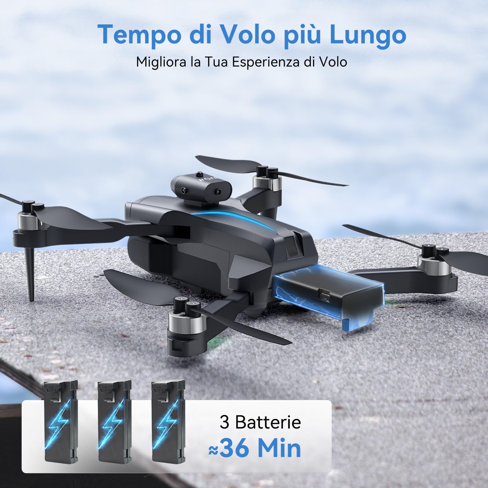 HYTOBP M°MAX Drone con Telecamera HD 1080P, Drone Professionale per Principianti, Droni con Volo Stazionario Stabile, Quadricottero RC Motore Brushless, Gesti Selfie, Volo Waypoint, 3 Batterie