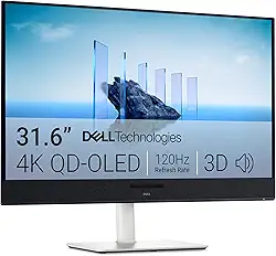 Dell Tela S3225QC 32 Plus 4K QD-OLED – Tela de 31,5 polegadas (3840 x 2160) 120Hz 0,03 ms, áudio espacial 3D aprimorado por IA, ajuste de altura/inclinação/rotação/inclinação – Branco cinza
