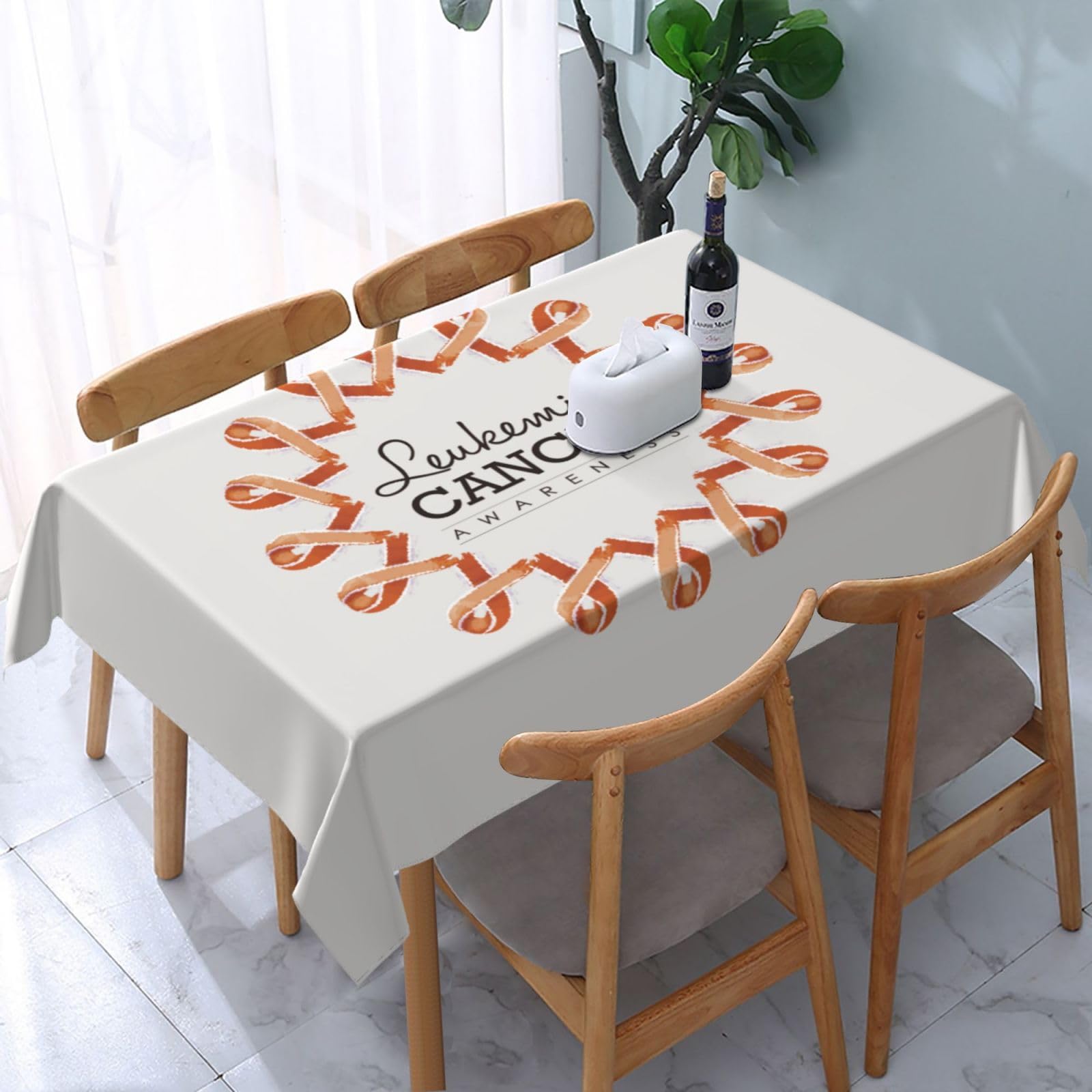 JunHeArt Leukemia Awareness Month Tablecloth Rectangle Table Cover Washable Table Cloths Decor For Kitchen 54" X 72"
