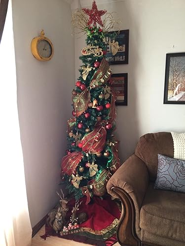 Miniatura 7 de ERGOMASTER Árbol de Navidad de lápiz de 6 pies, árbol de Navidad artificial delgado con 400 puntas de ramas de PVC, soporte de metal resistente