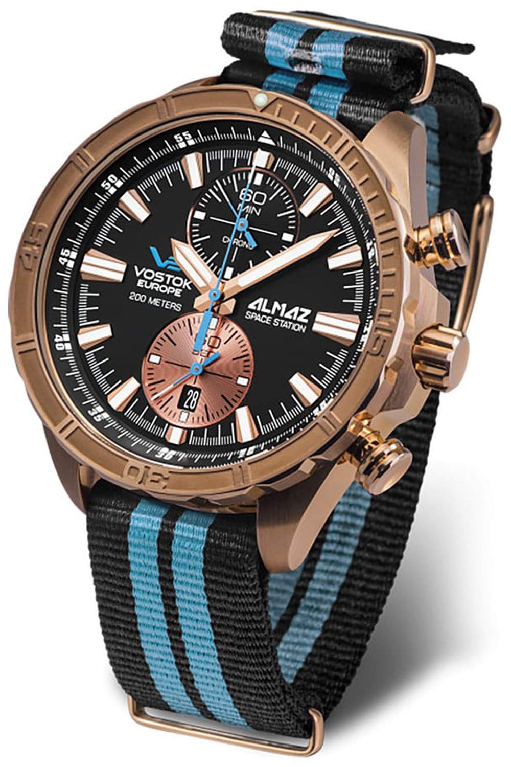 Vostok Europe almaz Space Station Reloj para Hombre Analógico de Cuarzo con Brazalete de Piel de Vaca 6S11/320O266