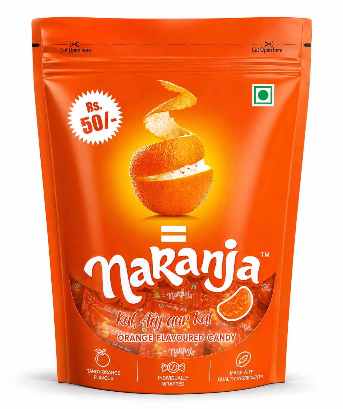 Derby Combo Pack Of 4 Standy Pouch.|Orange|Birthday Party|Return Gift To Your Friends & Family|Swad Jo Rishton Me Mithas Laye. (Naranja Pack Of 4),150 Grams-image-3
