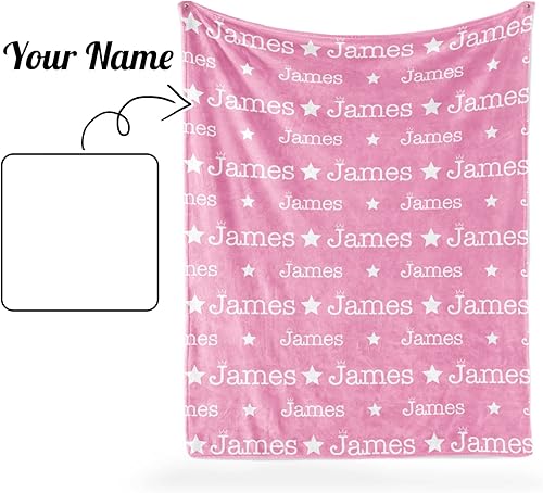 Miniatura 210 de Mantas personalizadas con nombre para niños, mantas de bebé personalizadas para niños y niñas, manta de nombre personalizada súper suave para niños