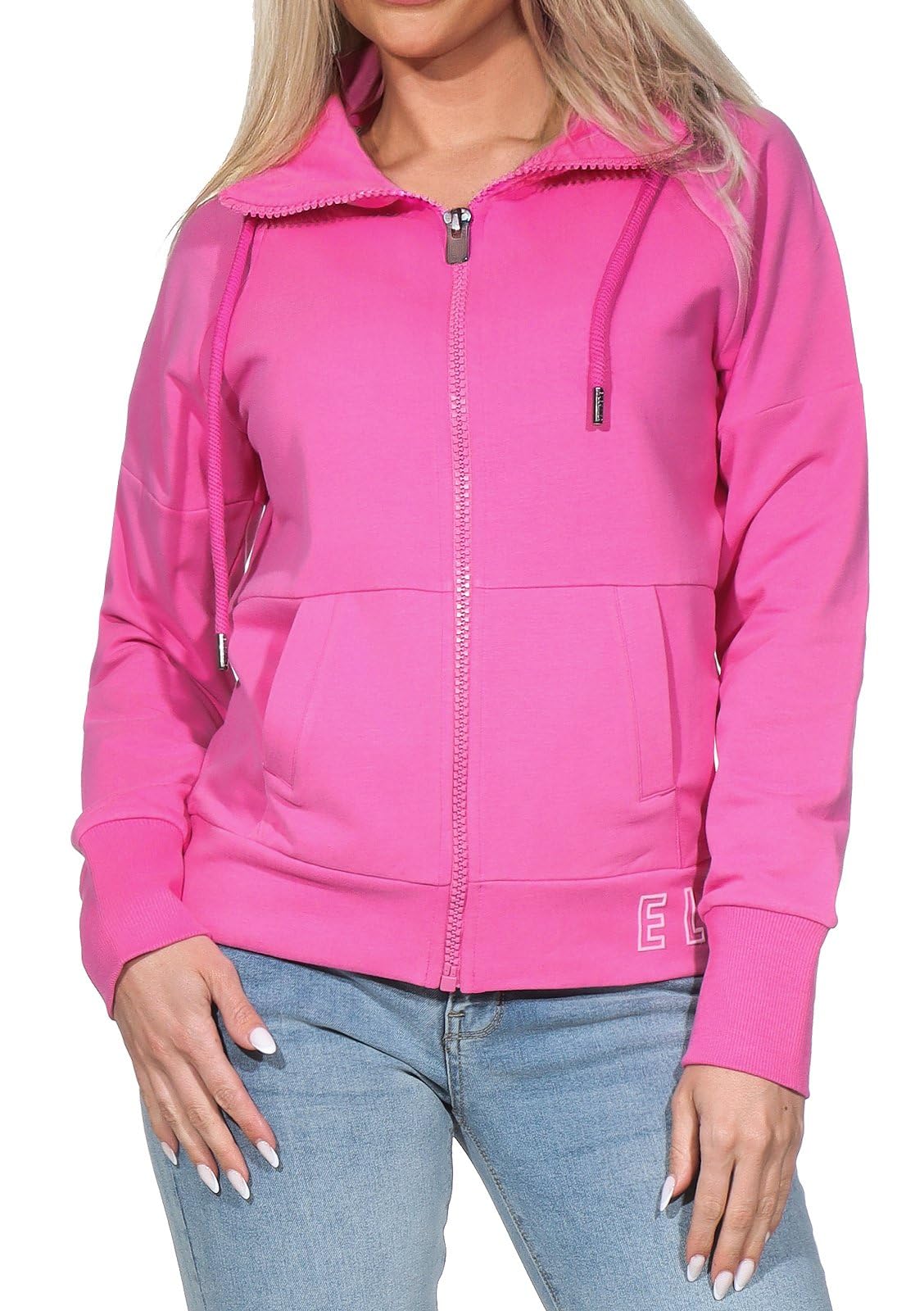 Elbsand Damen Sweatjacke High Neck Damenjacke mit Kragen ESWAina