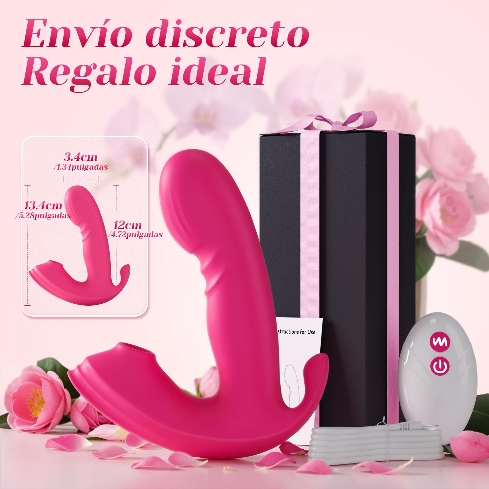 Vibradorador Mujer con Succionador de Clítoris Femenino, Estimulador Externo e Interno con Mando a Distancia, 10 Modos de Succión y 10 Vibraciones, Silicona Suave, IPX5 Resistente al Agua, Recargable