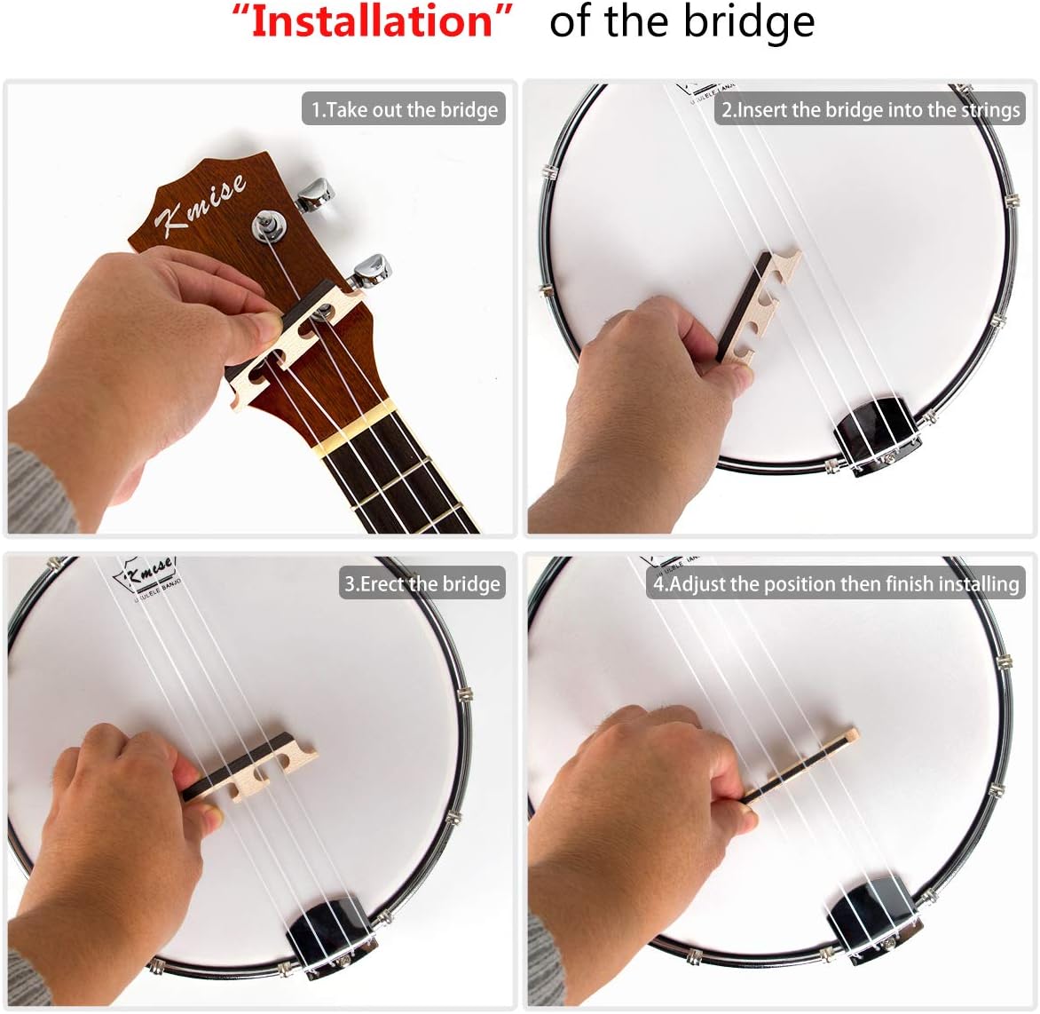 Banjo Ukulele Concert Size 23 Inch With Bag Tuner Strap Strings Pickup Picks Ruler Wrench Bridge (Beige)