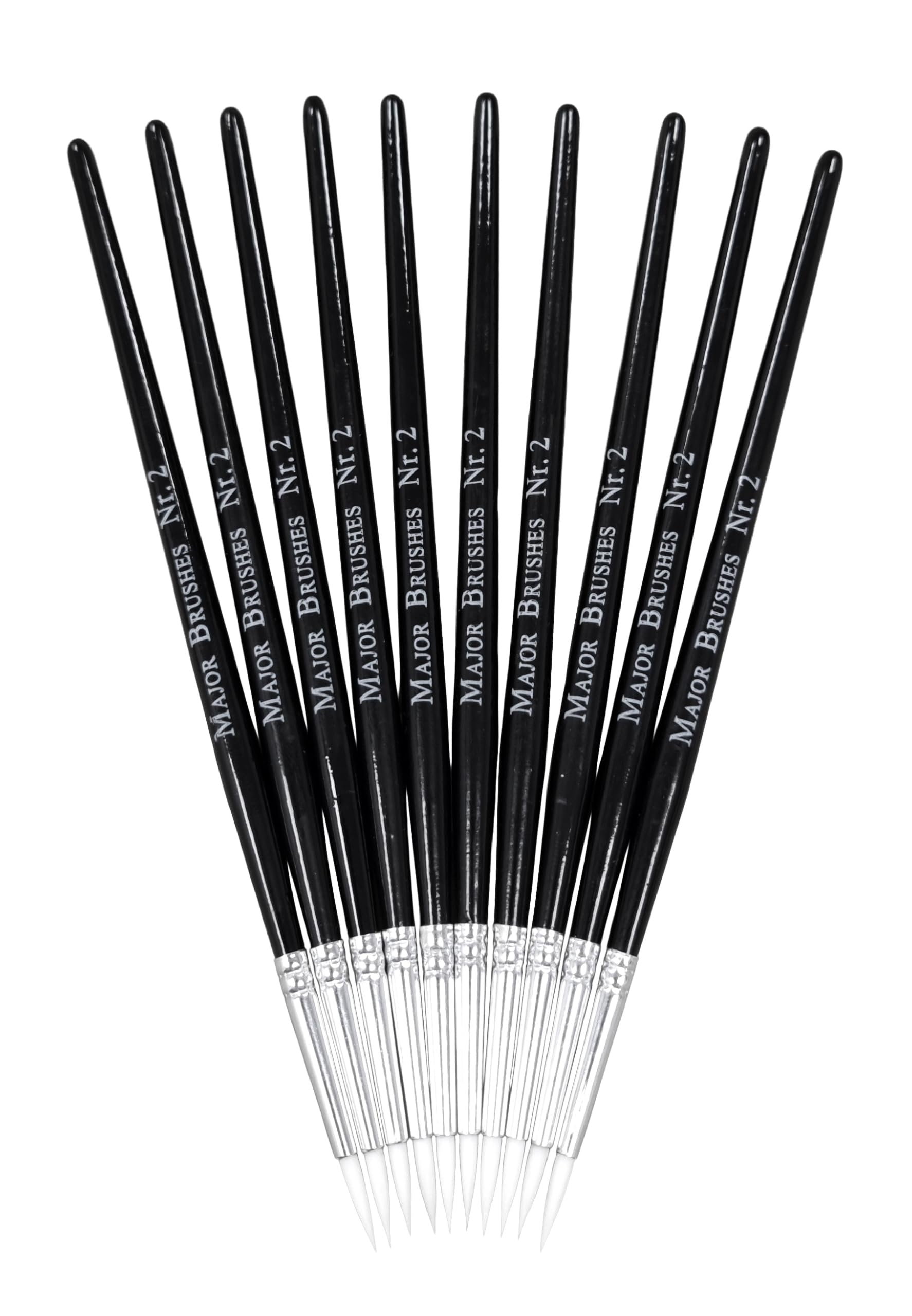 Major Brushes Sable Substitute Size 2 Paint Brushes - Pack of 10