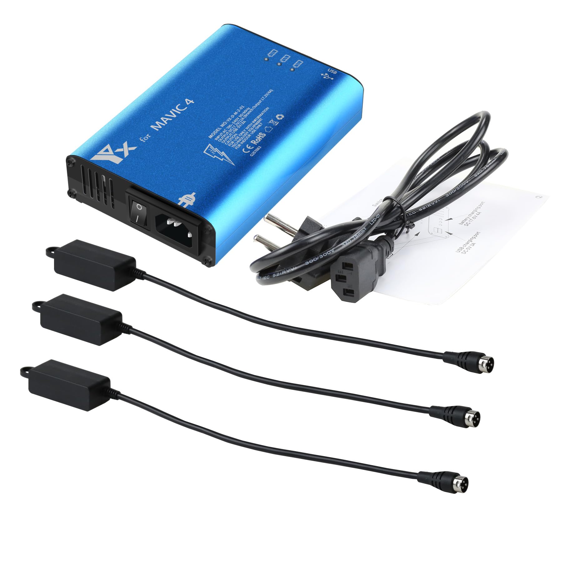 5 in 1 Akku Ladegerät für DJI Mavic 4 Pro Drohne, lädt 3 Batterie und 2 USB-Anschlüsse Gleichzeitig,Parallel Akkuladestation Hub,Charger Zubehör