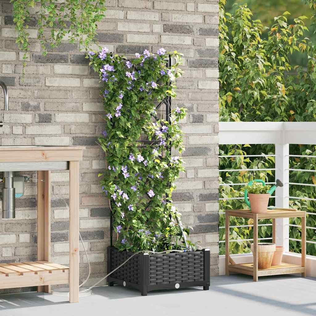 Jardinière surélevée noire - 40 x 40 x 126 cm - En acier - Avec auto-irrigation - Design moderne - Robuste et durable - Pour jardin, terrasse, balcon