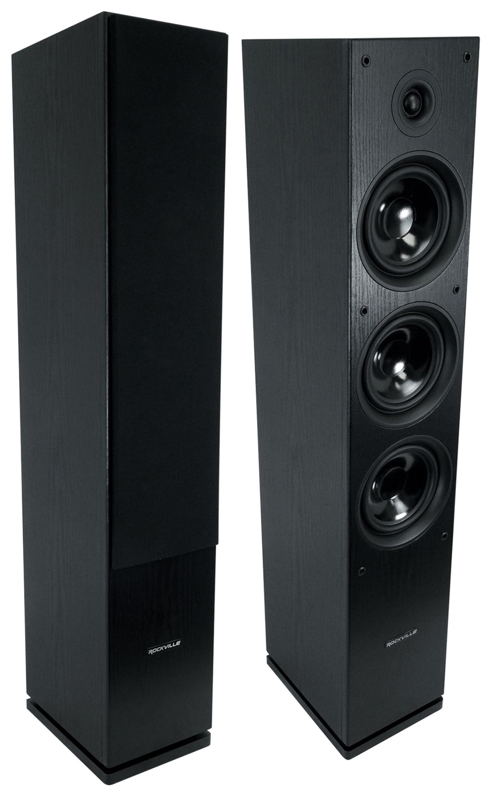 RockTower 68B 6.5-in Black 3-Way 500-Watt Peak / 125-Watt RMS Home Audio Tower Speakers with Dual Woofers, Passive 8 Ohm, 2-Piece
