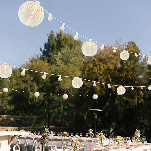 Miniatura 3 de Guirnalda de luces blancas de 25 pies con 10 bombillas LED G40, linternas blancas chinas colgantes de nailon conectables para interiores y