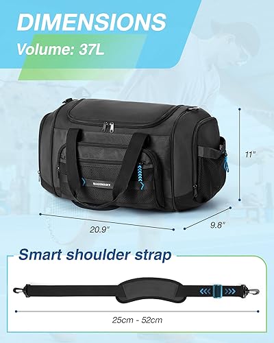 Miniatura 6 de BAGSMART Bolsa de gimnasio para hombres y mujeres, bolsa de viaje deportiva con compartimento para zapatos y bolsillo húmedo, bolsa de transporte