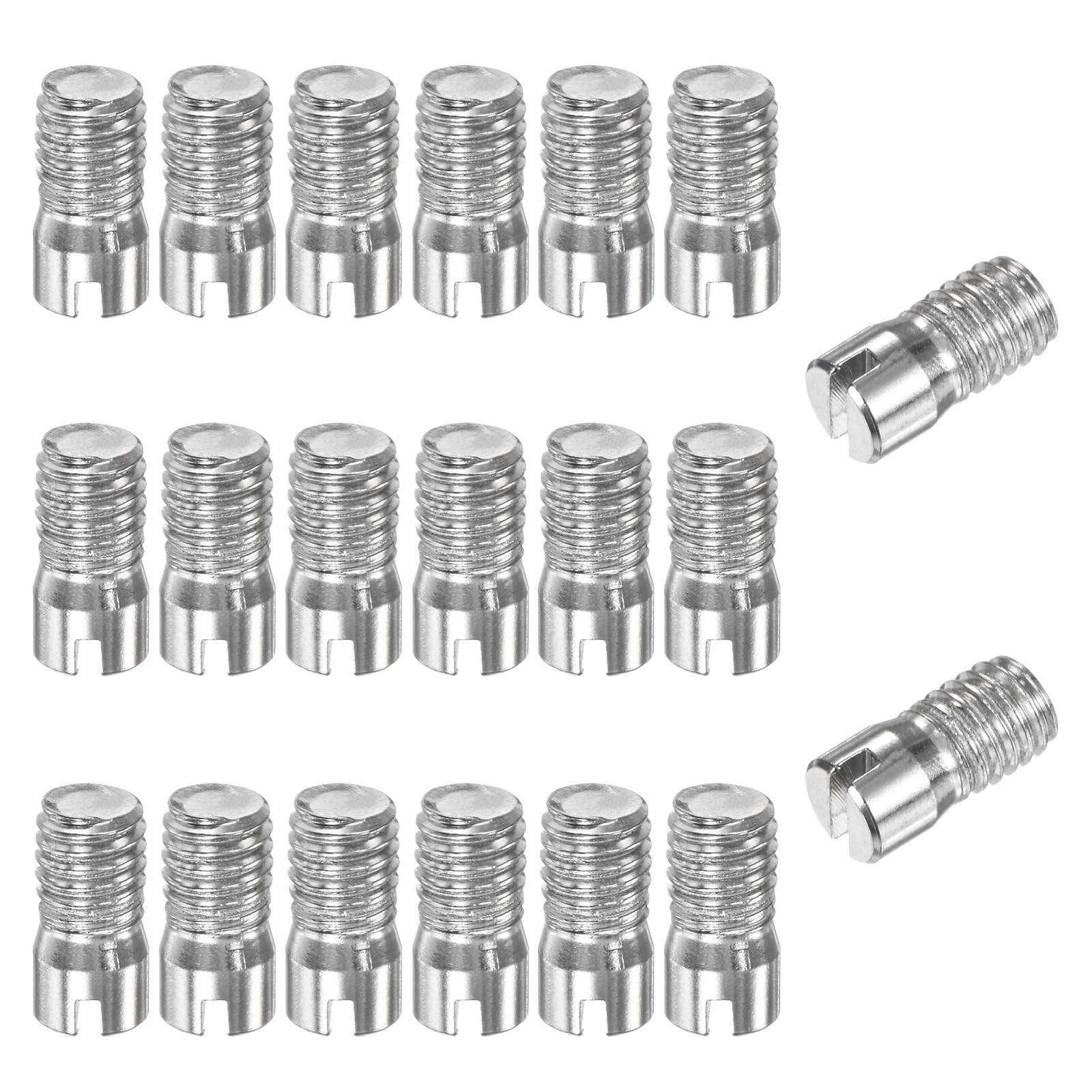 M METERXITY 20-Pack M5 x 10mm Slotted Cylindrical Pin Dowel, 304 Stainless Steel External Thread Locating Dowel Parallel Pins for Metal Devices/Wooden Projects [Silver Tone]