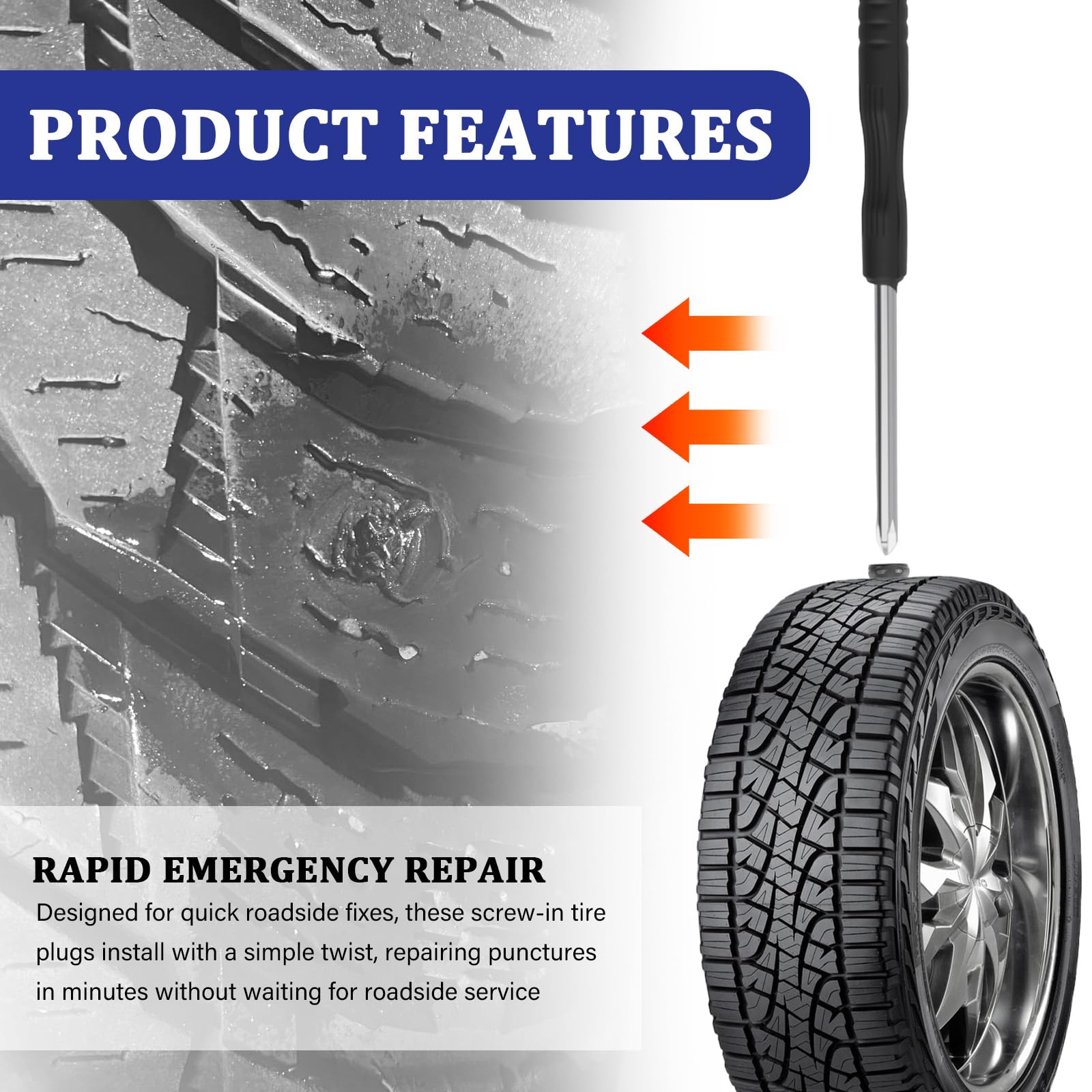 100PCS Car Screw in Tire Plug Kit with Screwdriver,3 Sizes of Car Screw 100PCS Car Screw in Tire Plug Kit with Screwdriver,3 Sizes of Car Screw