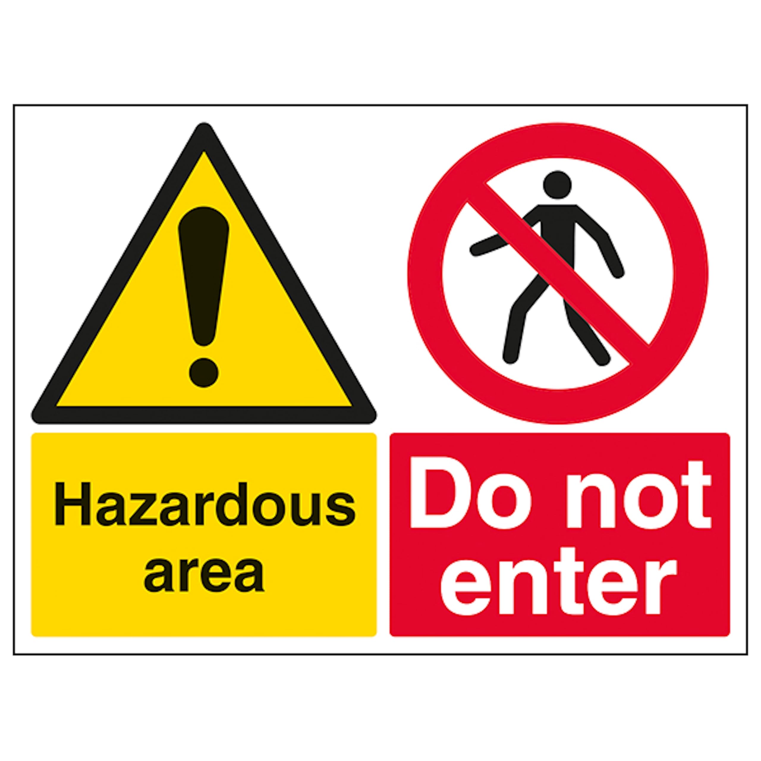 V Safety Hazardous Area Do Not Enter - Large Landscape 400 x 300 mm - 2mm Rigid Plastic Safety Sign