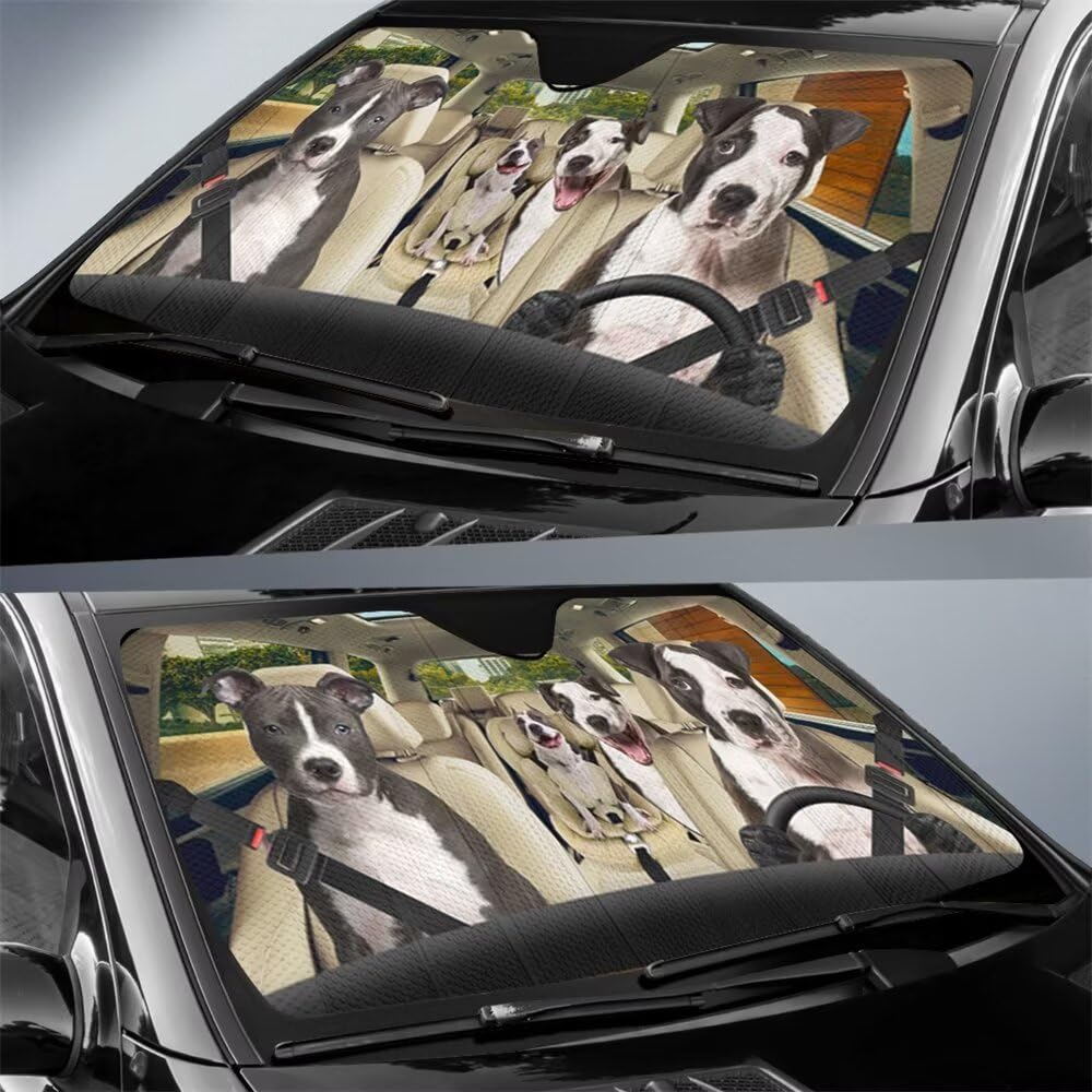 Dog Foldable Front Windshield Sun Shade Car Front Window Sun Visor Personalized Dog Design Automotive Interior,Prevent UV and Sunlight,Block Heat,57x27.5 Inches