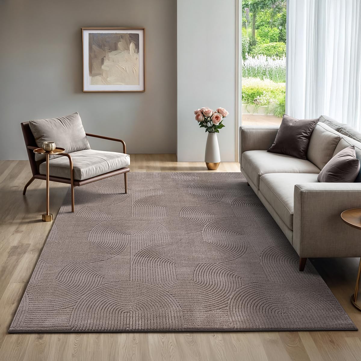 the carpet Rio - modern and soft carpet with non-slip backing and 3D look, fluffy surface, easy-care and robust, beige, 300 x 400 cm — image 1