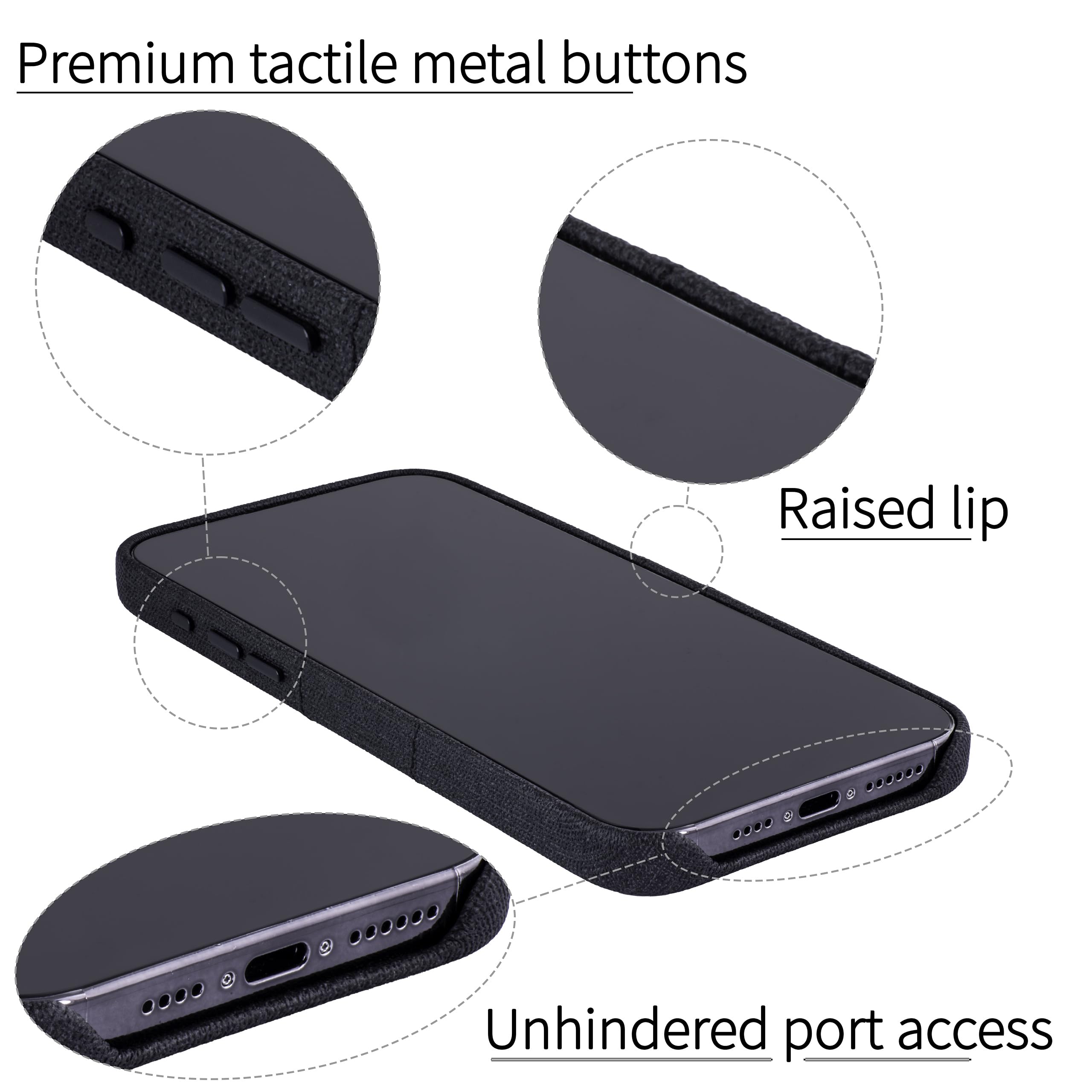 Dockem Custodia Portacarte In Tessuto Per IPhone 14 Pro Con Piastra Metallica Integrata Per Montaggio Magnetico, Portafoglio Cucito In Vera Pelle Con 2 Slot Per Carte Di Credito/ID: M2F