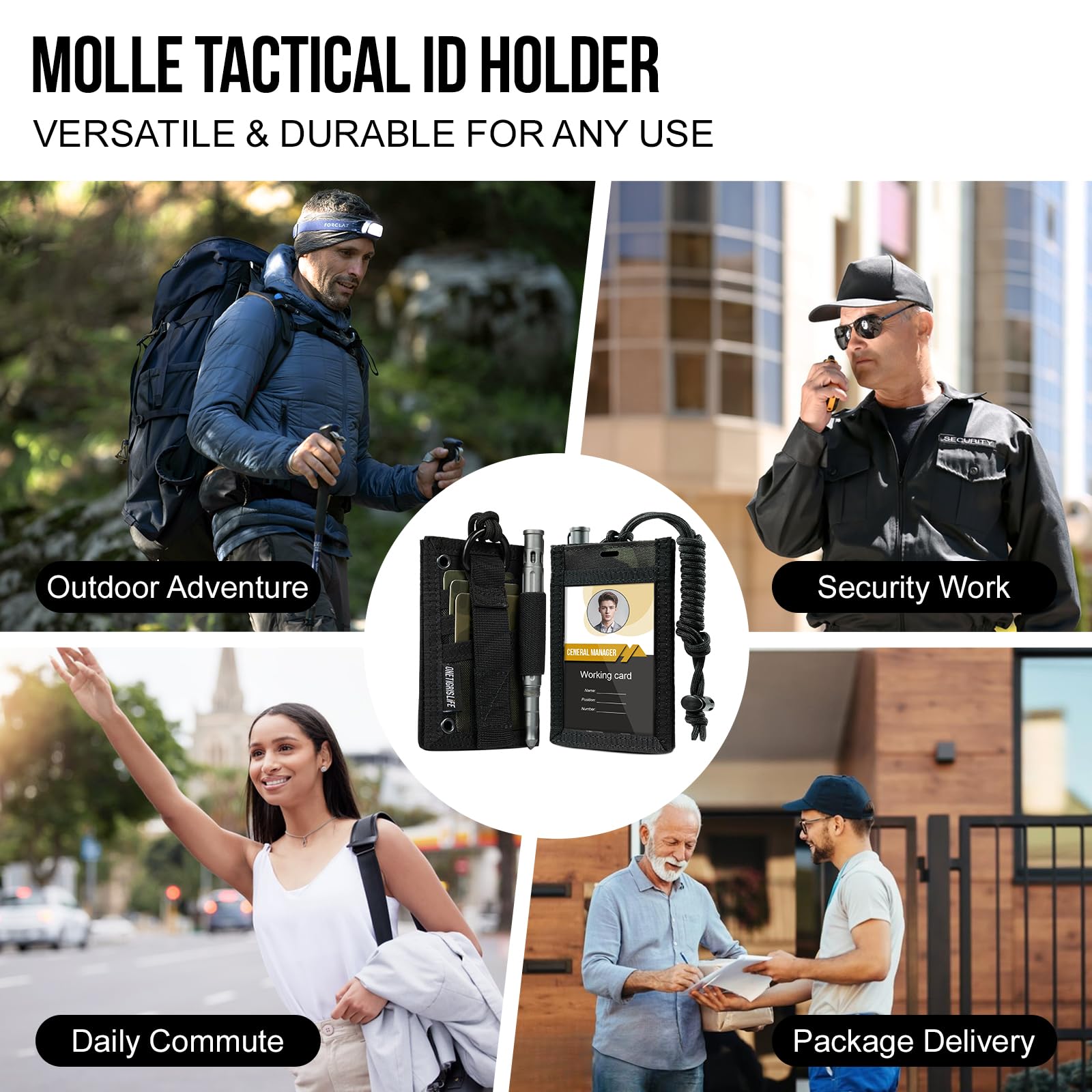 OneTigris ID Card Holder 2‑in‑1 Tactical, MOLLE Compatible 500D Nylon Security Badge Holder with Clear Window - Image 2
