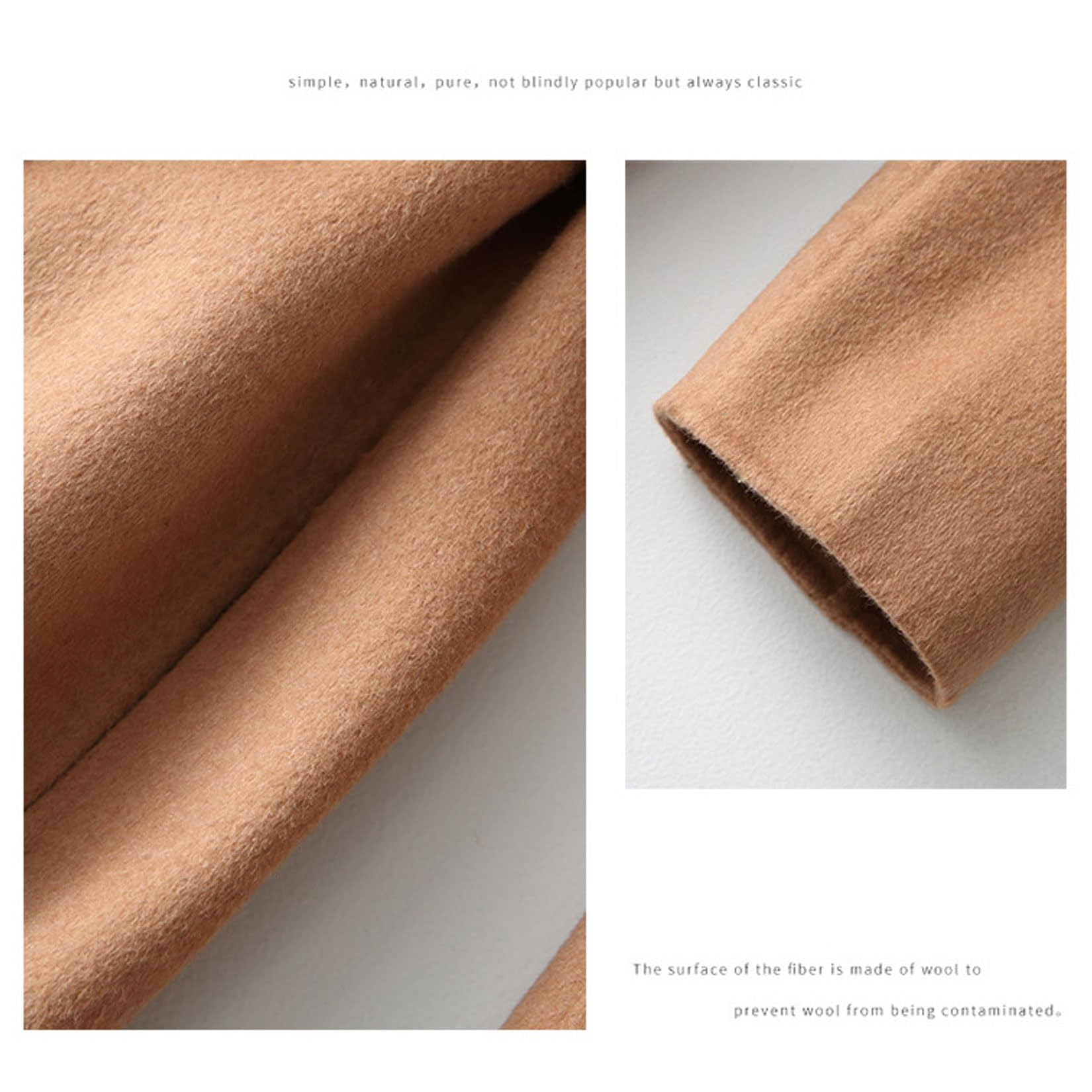Gabardina de invierno 100% lana ligera color sólido clásico con muescas de solapa abrigo delgado cálido medio largo de lana chaqueta chaqueta chaqueta Outwear con cinturón
