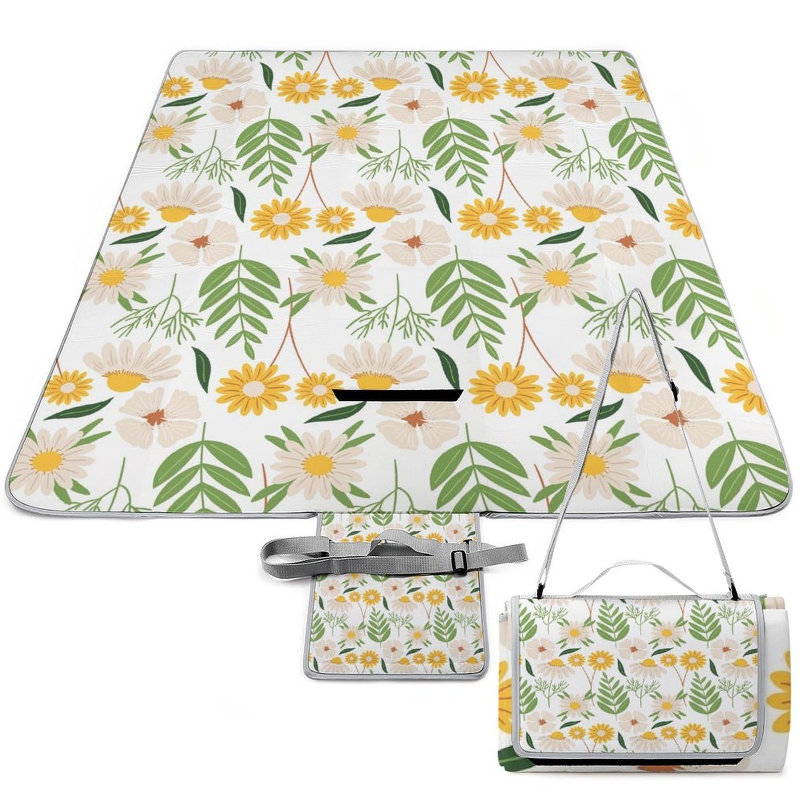 3D Impression Fleurs Couverture Pique Nique Tapis De Plage Anti Sable Tapis Plage Tapis Picnic pour Jardin,Nappe, BBQ, Randonnée 148x148cm