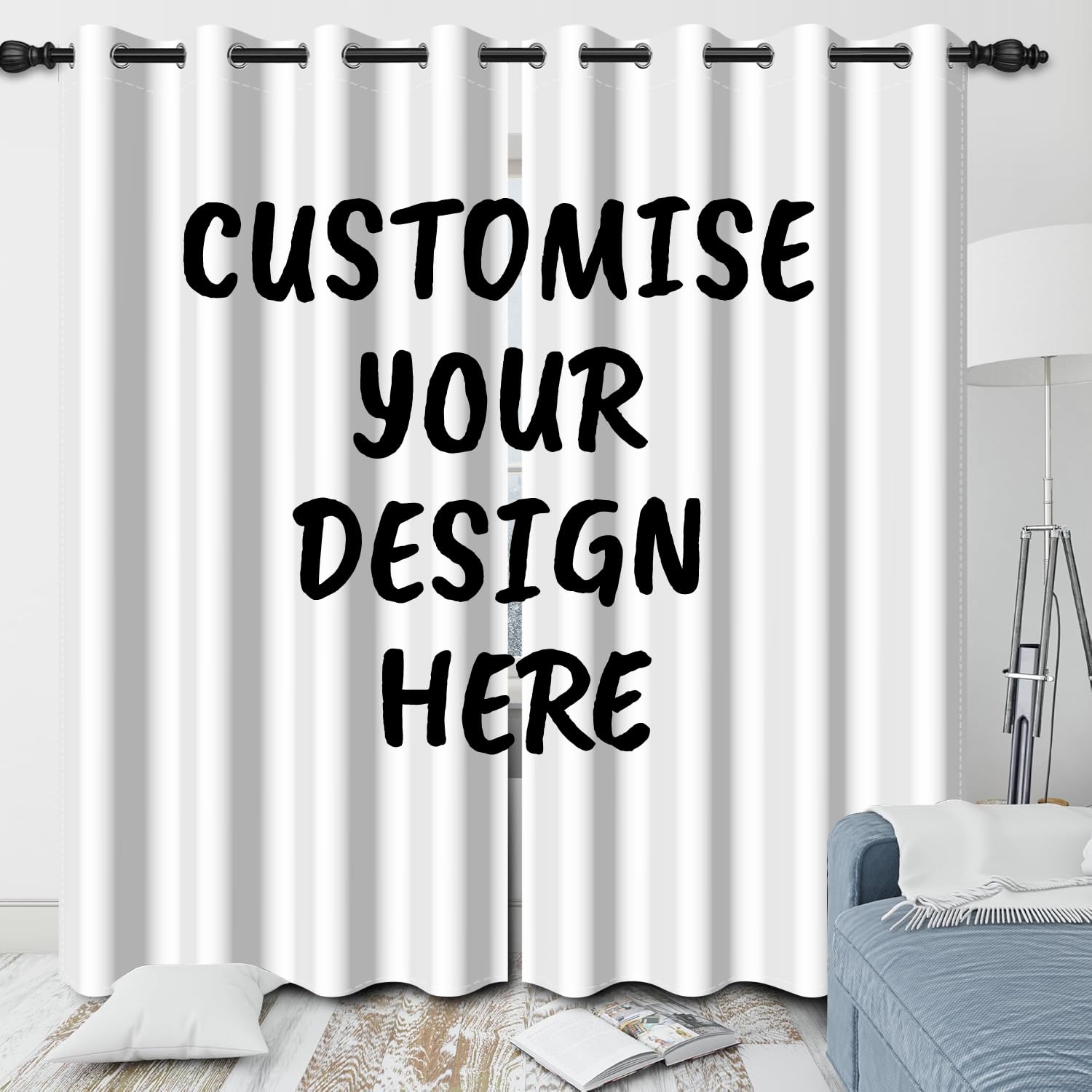 168x229cm Cortinas Personalizadas,Personalizadas con Fotos Texto Logotipo Aislamiento Térmico Oscurecimiento Cortinas para Sala de Estar Dormitorio Oficina Decoración, 2 Paneles