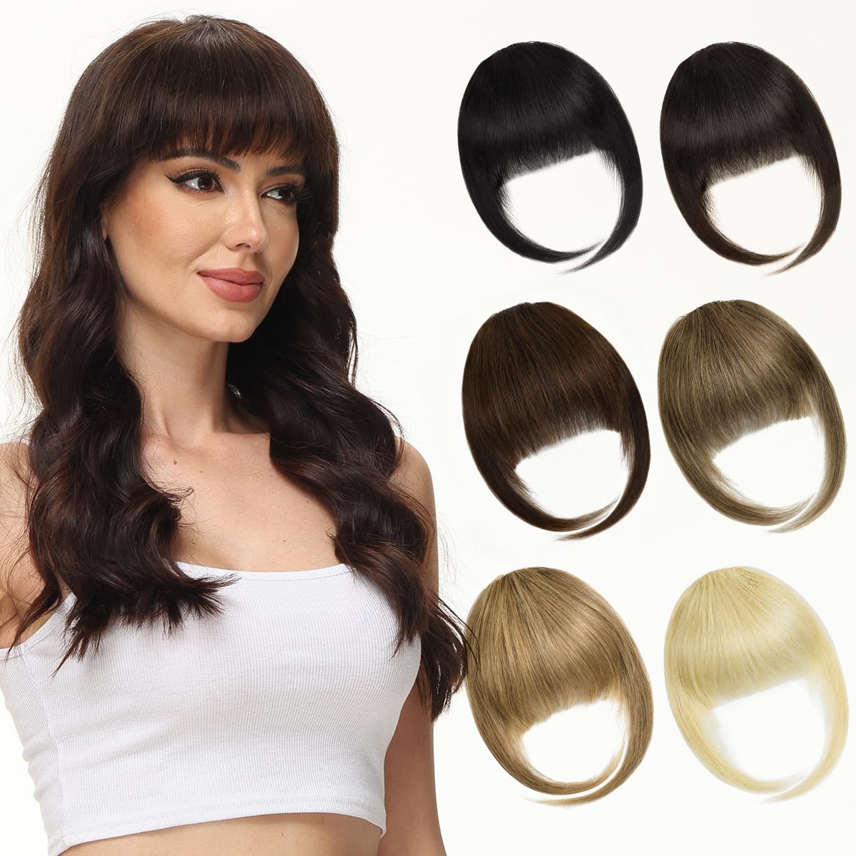 Yamel Bangs Hair Clip in Human Hair Extensions Honey Blonde French Fringe Hair Pieces for Women