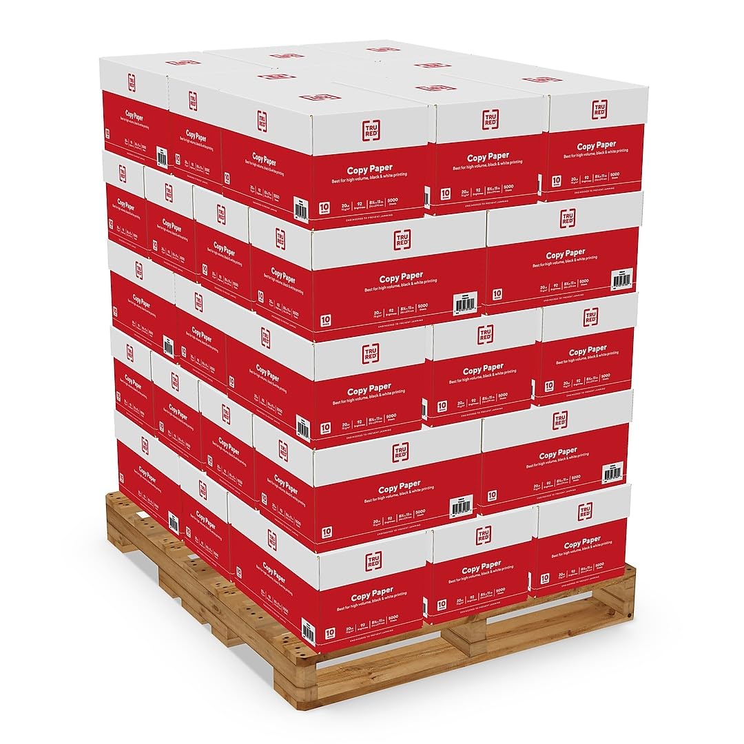 TRU RED Copy Paper, 8.5x11, 20 lb, 92 Bright, 400 Rm/Pallet