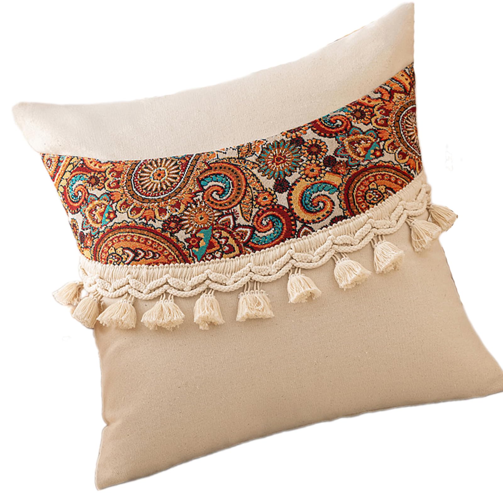 Hsioluted 1PC Pillow Case Ethnic Pillowcase 45x45cm Fringe and Tassels Throw Pillow Sleeve to Any Room Decoration Home Decoration Pillowcases