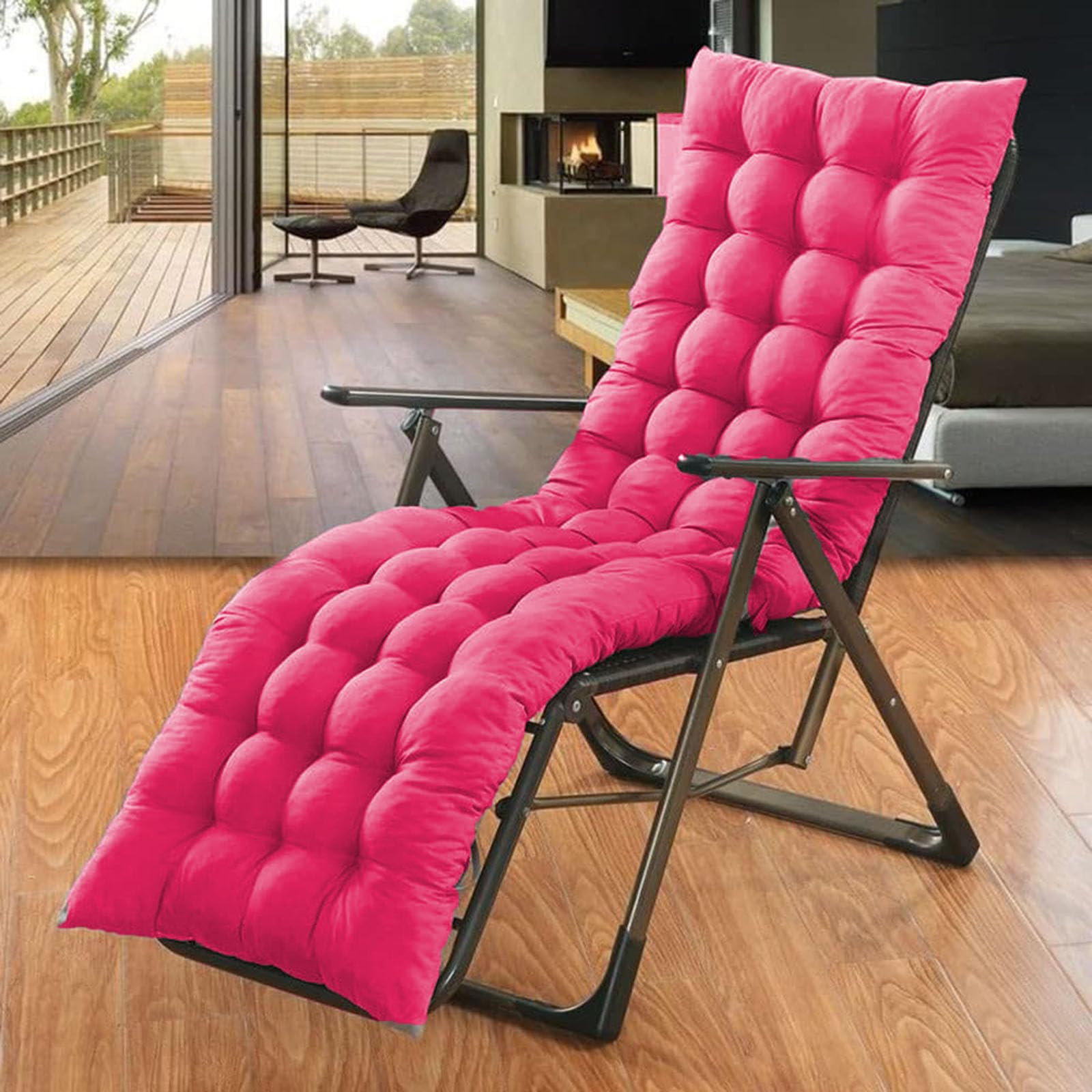 Extra Thick Sun Lounger Cushion Sunlounger Cushion Only Soft and Comfy Bench Chair Cushion Padded Rocking Chair for Garden Patio Balcony Bay Window (Rose red,110 * 40)