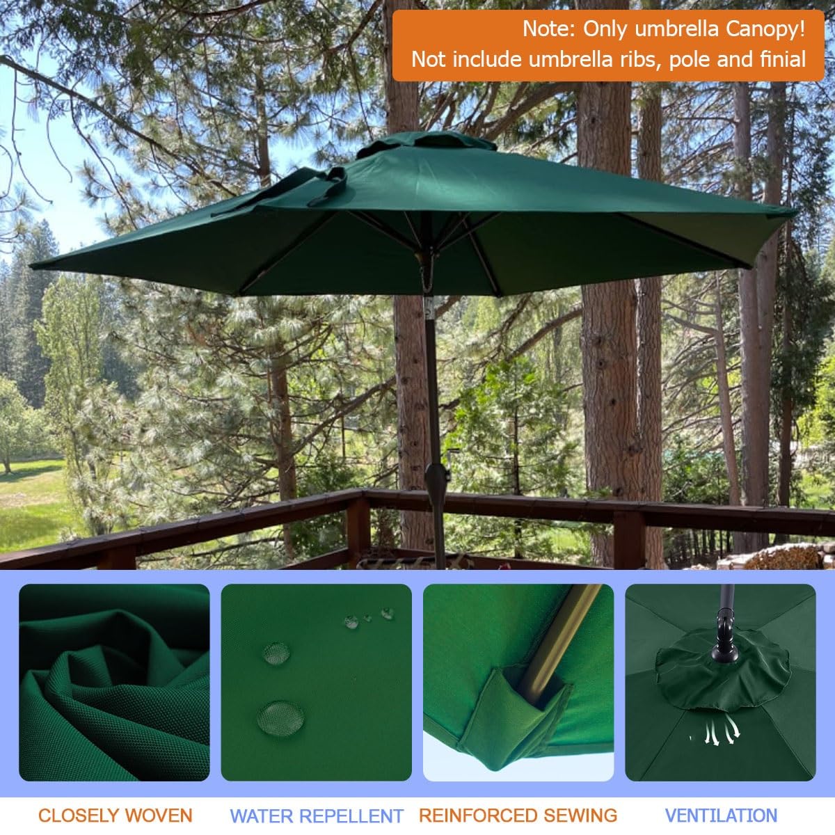 Parasol tarasowy, zapasowy baldachim, odporny na promieniowanie UV, pokrowiec na 2 m / 2,7 m, parasole 6/8 żeber, idealny na plażę, taras, balkon, do ogrodu na zewnątrz