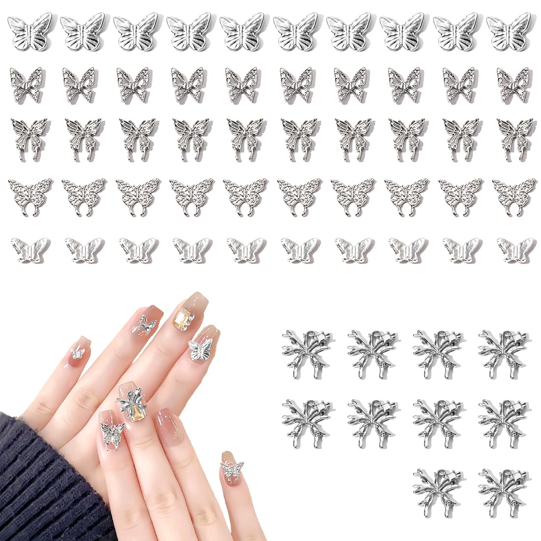 60Pcs di strass per unghie con Farfalla 3D, Farfalla per Unghie, Decorazione per Unghie Farfalla, per Unghie Accessori, per Unghie Farfalla, decorazioni per nail art, per donne