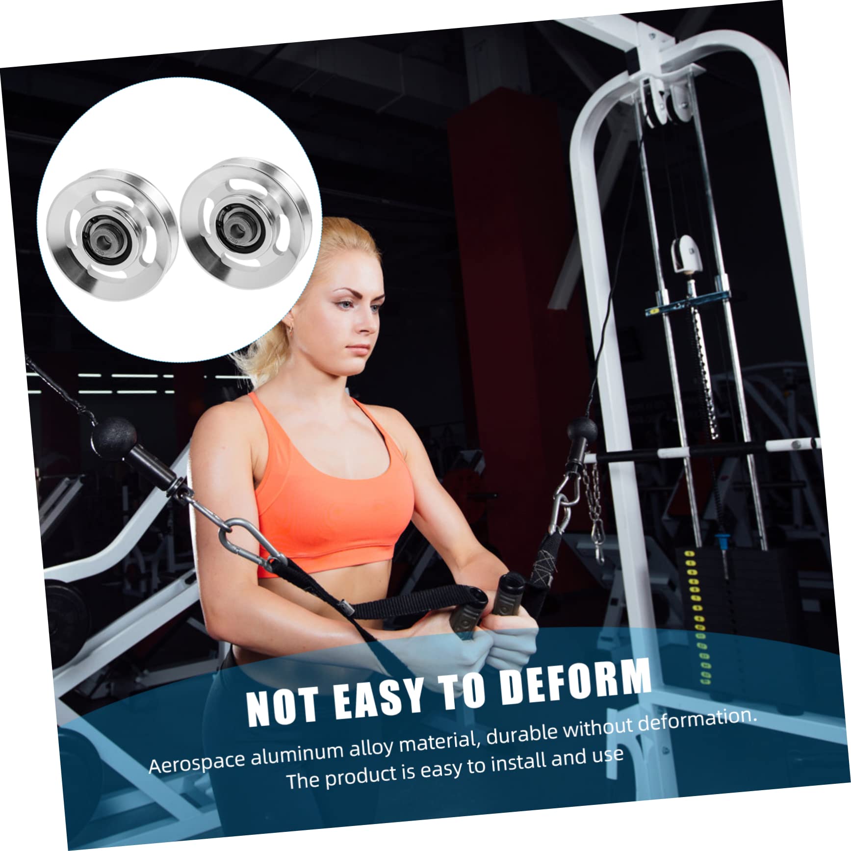 Carrucola per Cavi Fitness in Lega di Alluminio, 2 Pezzi, Resistente all Usura, Movimento Fluido, Facile da Installare per Allenamento