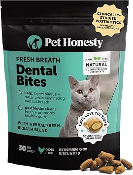 Fresh Breath Dental Bites for Cats Crunchy & Creamy Cat Dental Treats for Fresh Breath, Tartar & Plaque Control Dual-Texture Cat Oral Care Bites for Bright Teeth & Healthy Gums 30 Day Supply