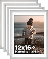 Vista 46 de KINLINK Juego de 4 portarretratos plateados de 5 x 7, marcos de fotos de madera con paspartú de 4 x 6 con plexiglás para 4 x 6 con paspartú o 5 x 7