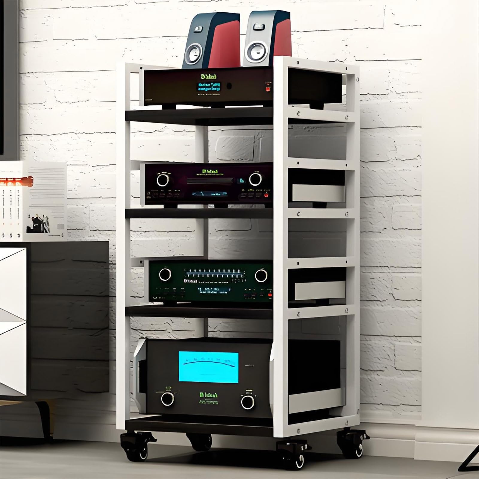 Meuble audio réglable pour optimiser l'espace de votre tourne-CD et lecteurs AV