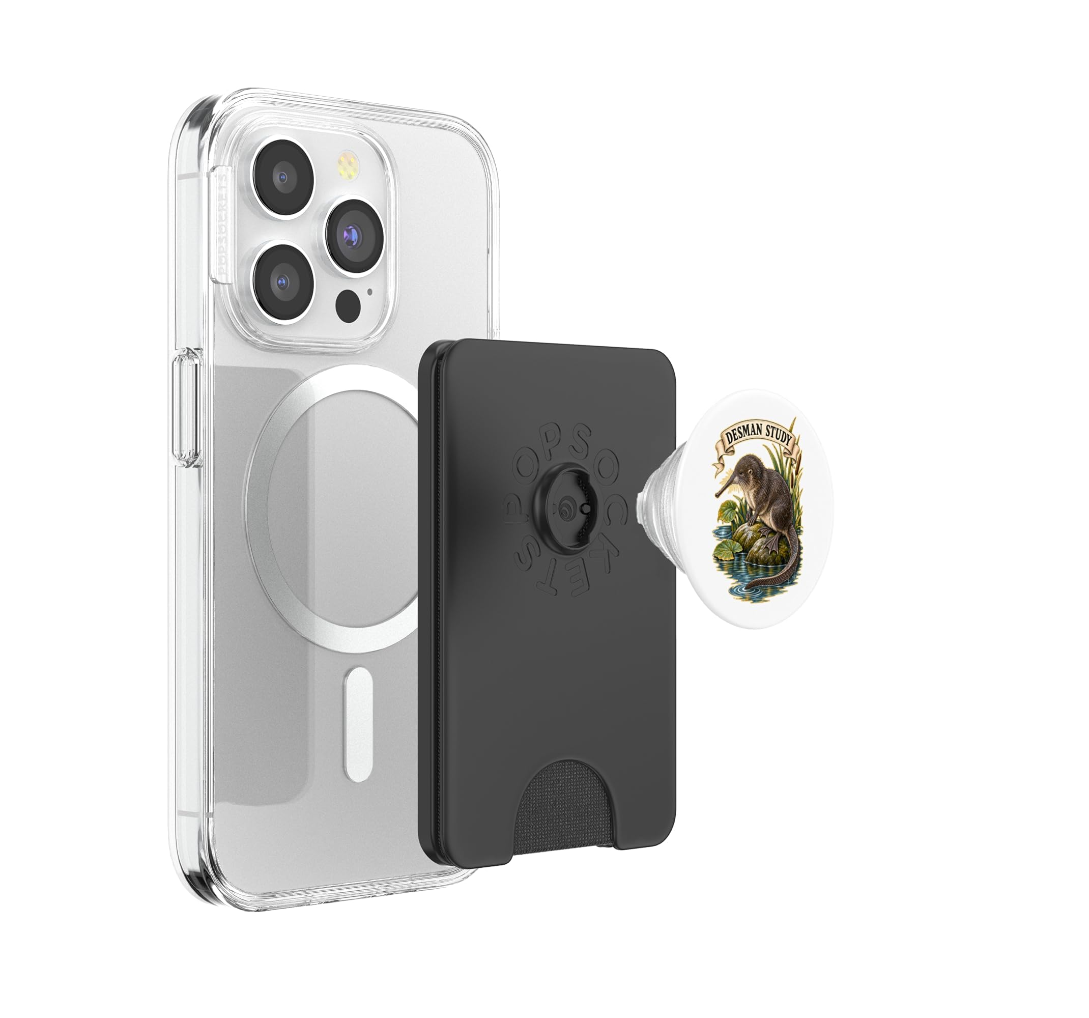 Desman Study Desmán Ruso Junto al Agua PopSockets PopWallet para MagSafe