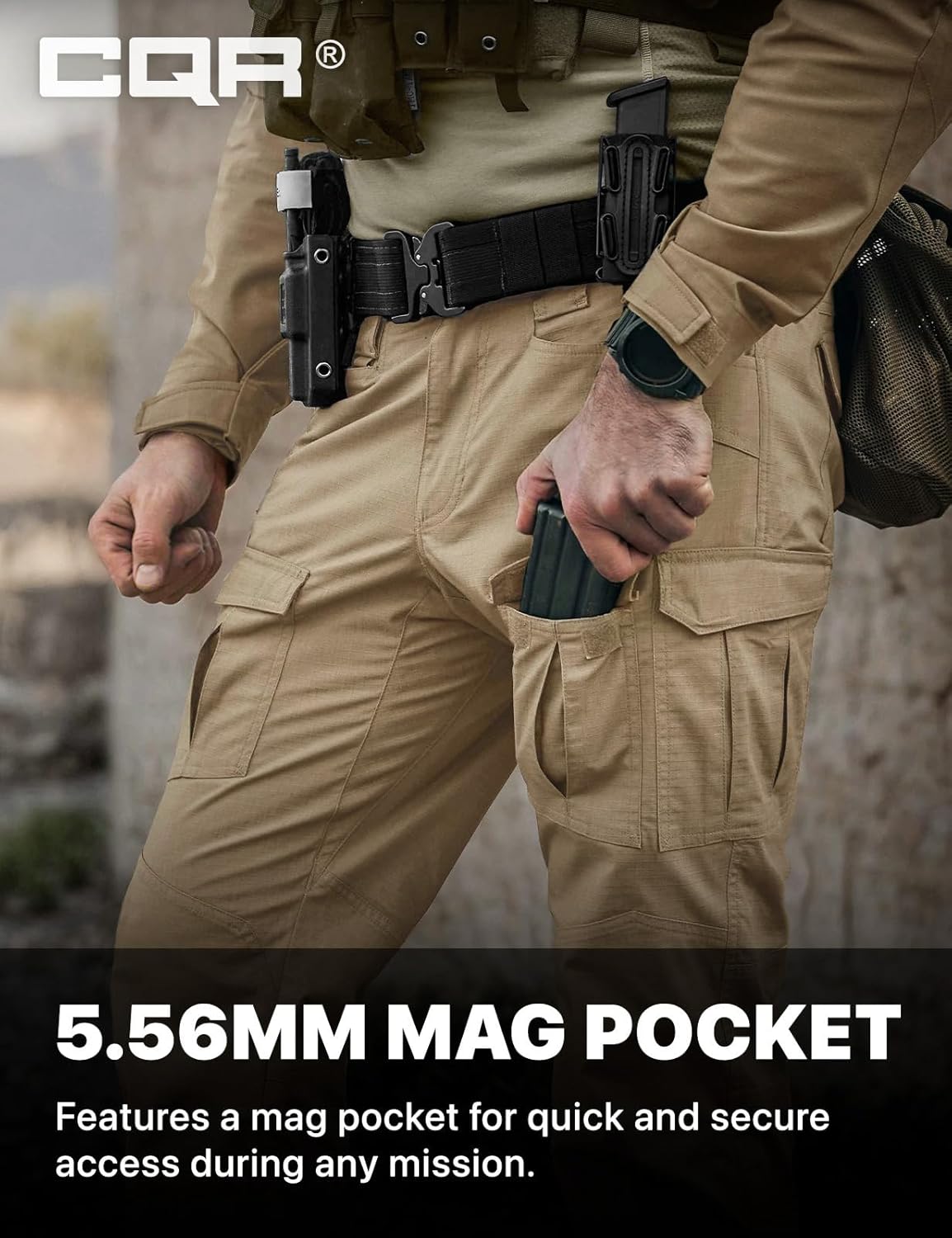 CQR Men's Flex Ripstop Tactical Pants, Water Resistant Stretch Cargo Pants, Lightweight EDC Hiking Work Pants - Image 6