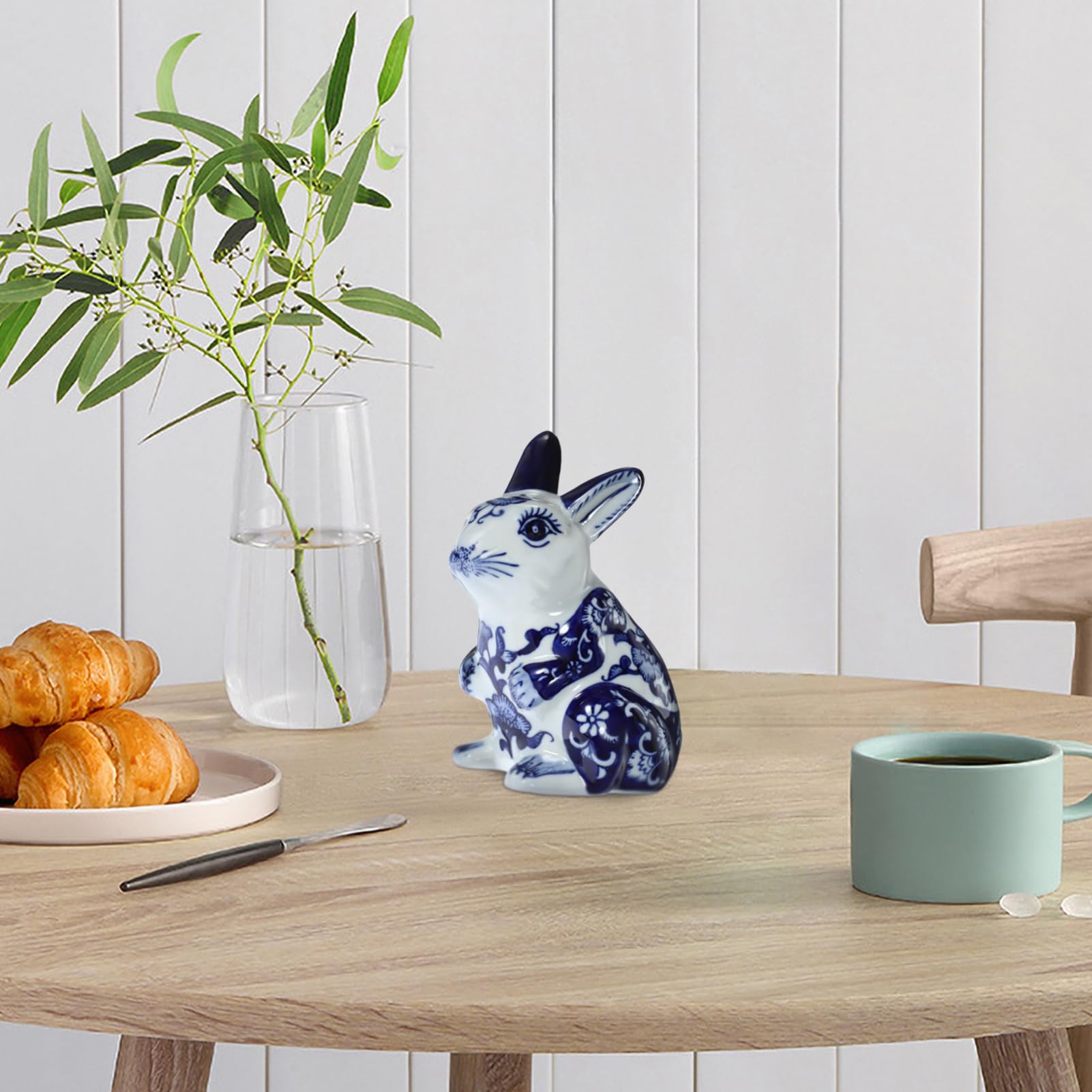 Cabilock Figurine de Lapin en Céramique Élégante Statue Décorative Artistique Style Adorable et Créatif pour Décoration de Table et Maison pour Intérieur