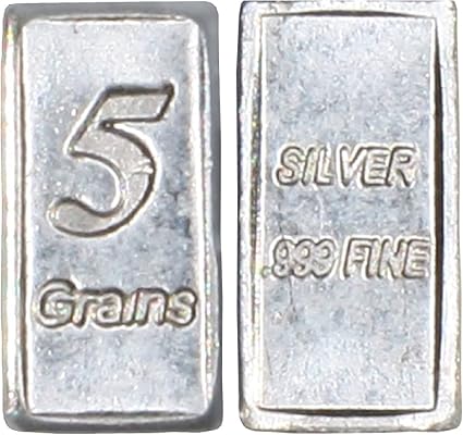 Lot of 5-5 Grain Solid Silver .999 Pure Fine Bars Precious Metals 1 ...