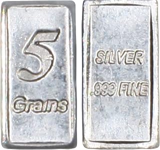 Lot of 5-5 Grain Solid Silver .999 Pure Fine Bars Precious Metals 1 Gram of Silver in Total