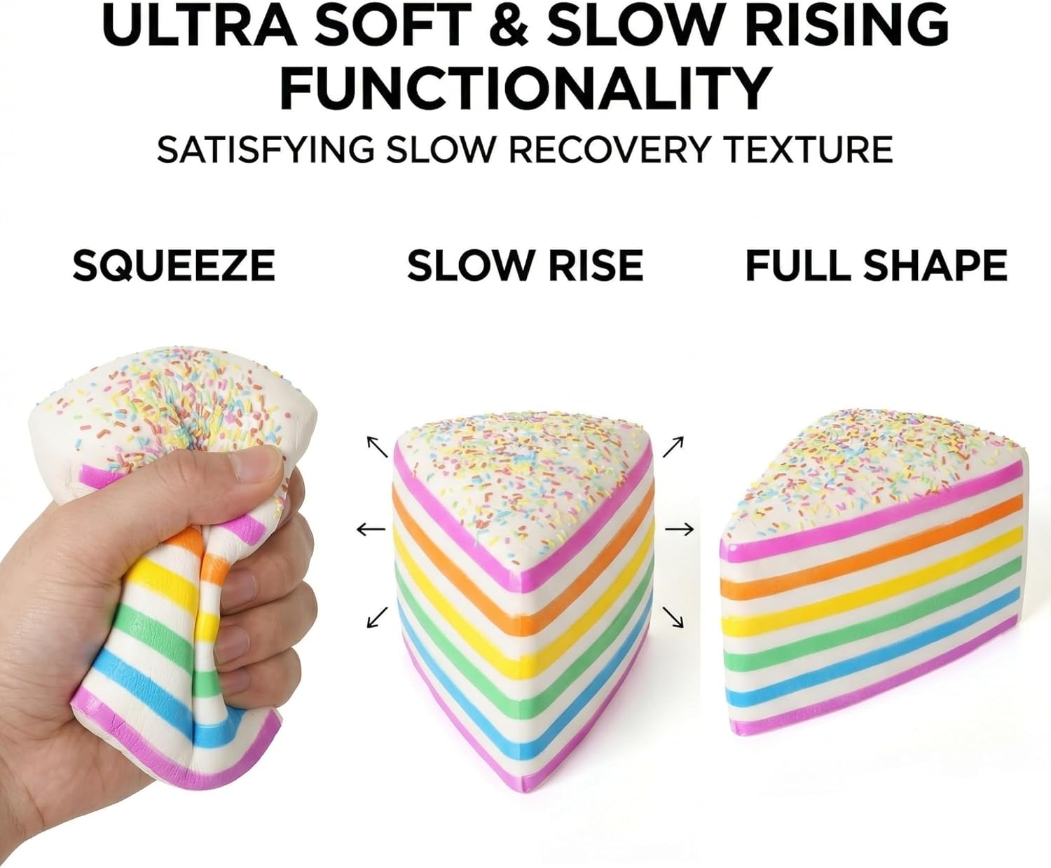 Lumen MLBJ Jumbo Rainbow Cake Squishy, Slow Rising Squeeze Toy for Stress Relief, Giant Layer Fidget Sensory Toys, Cute Colorful Birthday Party Favors Present Adults Teens