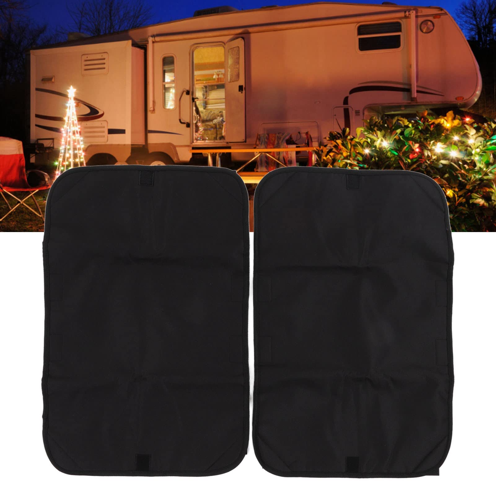 RVLAND RV Door Window Shade - Foldable Blackout Cover With UV Protection, 600D Oxford, 25x16 Inches, Includes Storage Bag