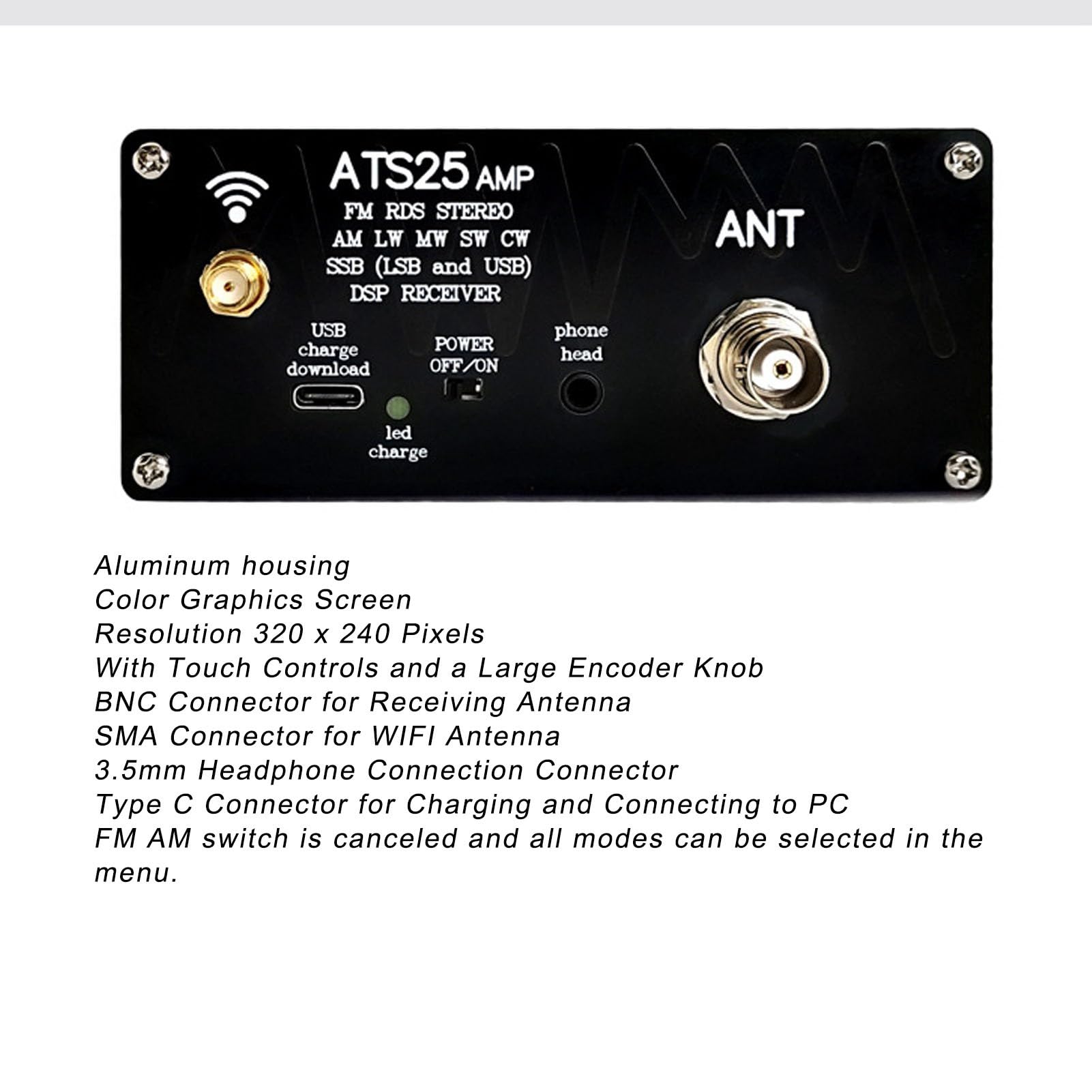 ATS25 AMP RDS Receptor de Radio de Banda Completa con Escaneo de Espectro, Firmware 4.17, para AM, Sync, SSB