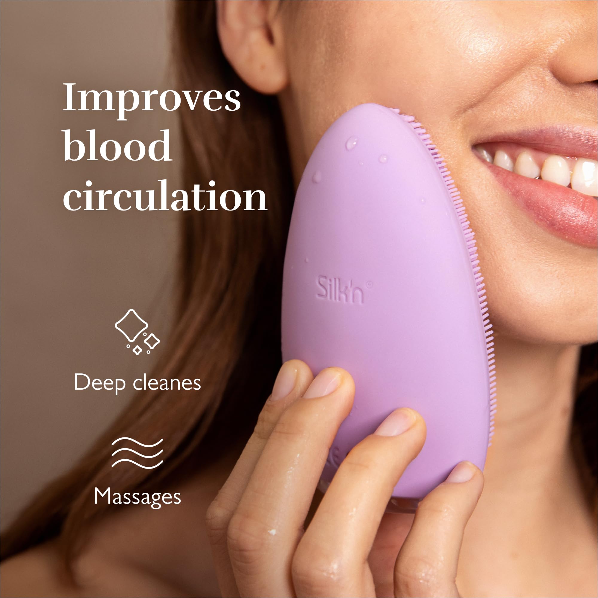 Silk'n Brosse nettoyante pour le visage - Bright - Brosse de nettoyage du visage - Nettoyage en profondeur et massage de la peau (violet)